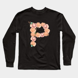 Letter P Floral Long Sleeve T-Shirt